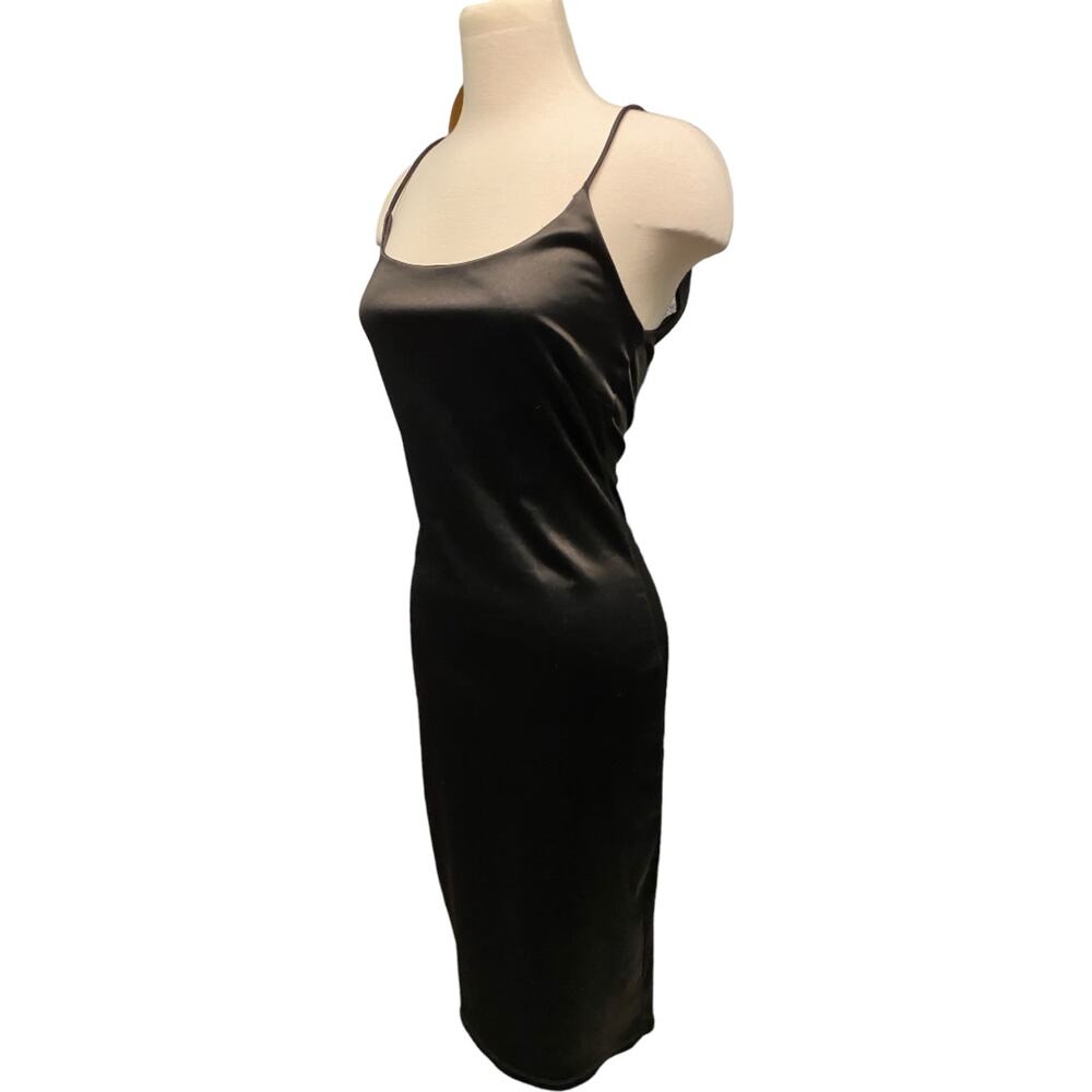 EUC Stretch Satin Bodycon Low Back Fitted Midi Dress Fits M